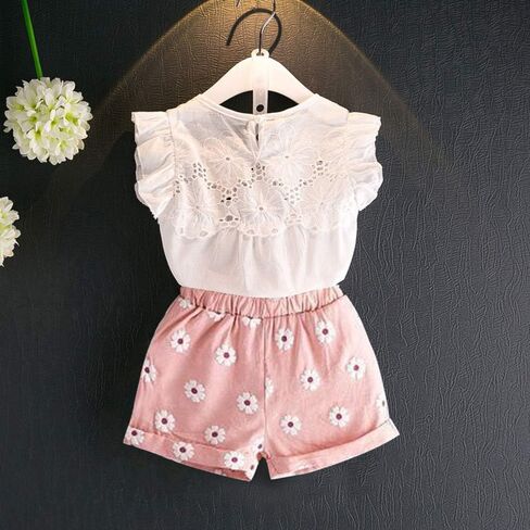 Xfglck 1-4T Toddler Kids Baby Girls Summer Outfits Clothes Watermelon Print Tops + Shorts Pants with Belt Short Set in Saudi Arabia