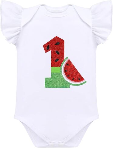 ODASDO Baby Girl's Fruit Theme 1st 2nd Birthday Party Cake Smash Outfit Romper Skirt Headband Leg Warmers 4pcs Set in Saudi Arabia