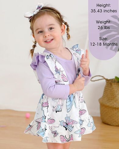 Kucnuzki Newborn Baby Girl Clothes Toddler Long Sleeve Ruffle Romper Top Infant Skirt Set Little Girl Overall Dress in Saudi Arabia