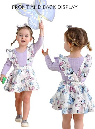 Kucnuzki Newborn Baby Girl Clothes Toddler Long Sleeve Ruffle Romper Top Infant Skirt Set Little Girl Overall Dress in Saudi Arabia