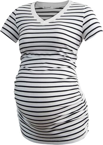 Smallshow Women's V Neck Maternity Clothes Tops Side Ruched Pregnancy T Shirt in Saudi Arabia