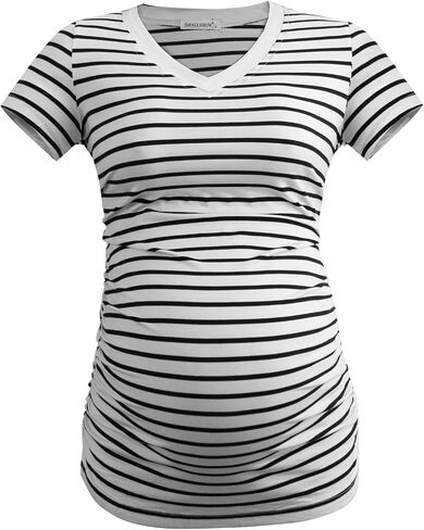 Smallshow Women's V Neck Maternity Clothes Tops Side Ruched Pregnancy T Shirt in Saudi Arabia