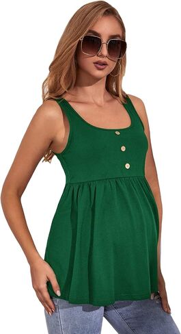 MakeMeChic Women's Maternity Tank Top Casual Solid Sleeveless Peplum Top in Saudi Arabia