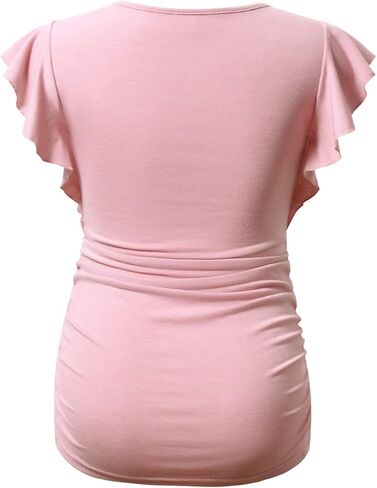 Bhome Maternity Tops Flying Shorts Sleeve Tshirt Side Ruched Pregnant Blouse Casual Pregnancy Tunic in Saudi Arabia