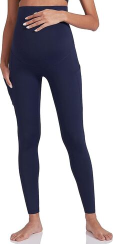 Enerful Women's Maternity Workout Leggings Over The Belly Pregnancy Active Wear Athletic Soft Yoga Pants with Pockets in Kuwait