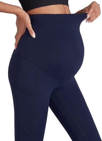 Enerful Women's Maternity Workout Leggings Over The Belly Pregnancy Active Wear Athletic Soft Yoga Pants with Pockets in Kuwait