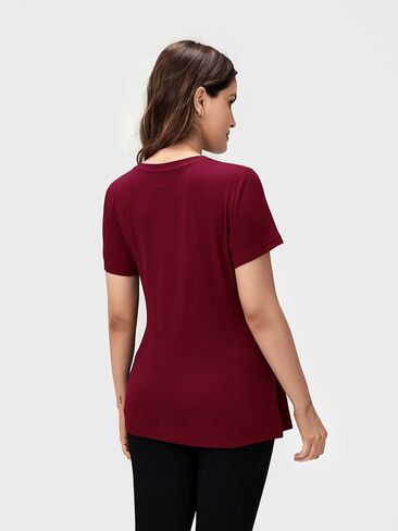 OYOANGLE Women's Basic Maternity Tshirts Tie Front Short Sleeve Crewneck Tee Shirt Peplum Tops in Saudi Arabia