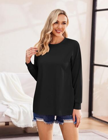 Ekouaer Women’s Maternity Shirts Long Sleeve Split Side Pregnancy Tee Top Tunic Blouse Casual Mama Clothes in Saudi Arabia