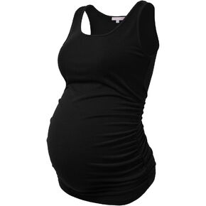 BHOME Maternity Tank Tops for Women Ruched Sleeveless Basic Tops Layering Maternity Shirt Vest Pregnancy Tee in Saudi Arabia