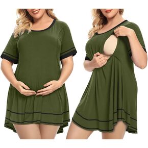 MONNURO Women's Short Sleeve Casual Plus Size Nursing Maternity Clothing Swing Tunic Tops Loose Breastfeeding Shirts