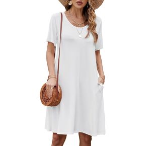 FZ FANTASTIC ZONE Women's Casual Summer T Shirt Dresses Short Sleeve Swing Dress with Pockets in Saudi Arabia