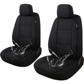 Waterproof Car Seat Covers 2 Front Seats, Neoprene Seat Covers for Cars, Universal Fit Interior Covers for Most Cars Sedan Van Truck SUV(Black)