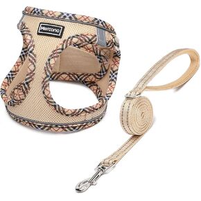 Mercano Soft Mesh Dog Harness and Leash Set, No-Chock Step-in Reflective Breathable Lightweight Easy Walk Escape Proof Vest Harnesses with Safety Buckle for Small Medium Dogs, Cats (Pink, S) in Saudi Arabia