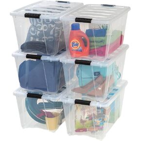 IRIS "Stack & Pull" Stackable Box 53.65QT, Clear, Set of 6 in Kuwait