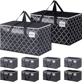 حقائب متحركة كبيرة جدًا من EpicTotes، حقائب تخزين شديدة التحمل مع سحاب علوي ومقابض قوية، مستلزمات متحركة لتوفير المساحة والتعبئة، أكياس تخزين قابلة للطي، أسود ورمادي، 88 لتر، 6 عبوات in Kuwait