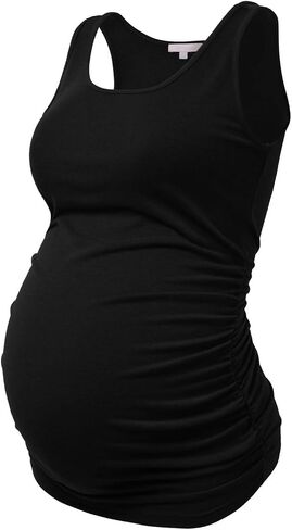 BHOME Maternity Tank Tops for Women Ruched Sleeveless Basic Tops Layering Maternity Shirt Vest Pregnancy Tee in Saudi Arabia