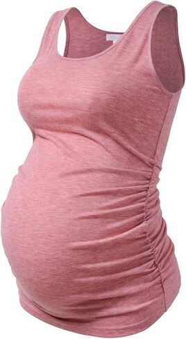 Maternity Tank Tops for Women Ruched Sleeveless Basic Tops Maternity Shirt Vest Pregnancy Tee in Saudi Arabia