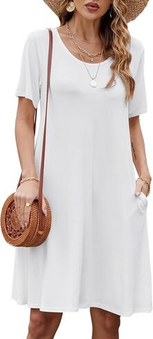 FZ FANTASTIC ZONE Women's Casual Summer T Shirt Dresses Short Sleeve Swing Dress with Pockets in Saudi Arabia