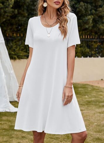 FZ FANTASTIC ZONE Women's Casual Summer T Shirt Dresses Short Sleeve Swing Dress with Pockets in Saudi Arabia