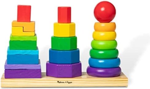 Melissa & Doug Geometric Stacker - Wooden Educational Toy,25 count(pack of 1) in Saudi Arabia