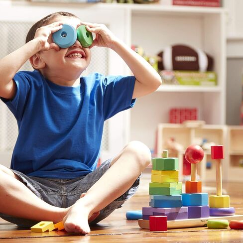 Melissa & Doug Geometric Stacker - Wooden Educational Toy,25 count(pack of 1) in Saudi Arabia