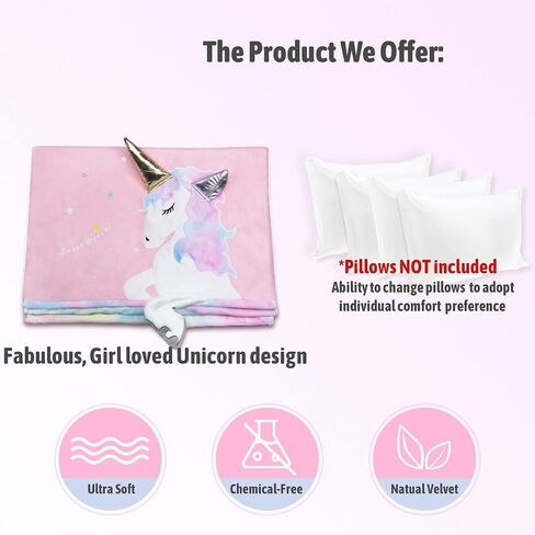 وسادة Yoweenton Unicorn باللون الوردي، وسادة أطفال بحجم كوين وكرسي استرخاء على الأرض لديكورات غرفة الفتيات، غطاء مخملي ناعم للغاية فقط in Saudi Arabia
