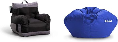 كرسي Big Joe Dorm Bean Bag مع حامل مشروبات وجيب، لونين أزرق Smartmax، مزيج نايلون بوليستر متين، 3 أقدام in Kuwait