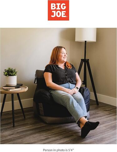 كرسي Big Joe Dorm Bean Bag مع حامل مشروبات وجيب، لونين أزرق Smartmax، مزيج نايلون بوليستر متين، 3 أقدام in Kuwait