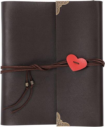 OwnMy DIY Photo Album Scrapbook PU Leather Adventure Photo Book with Corner Stickers Gifted Box - Perfect Baby Memory Book Birthday Wedding Anniversary Christmas Gift (Brown) in Saudi Arabia