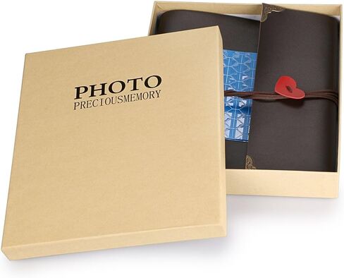 OwnMy DIY Photo Album Scrapbook PU Leather Adventure Photo Book with Corner Stickers Gifted Box - Perfect Baby Memory Book Birthday Wedding Anniversary Christmas Gift (Brown) in Saudi Arabia