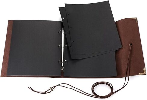 OwnMy DIY Photo Album Scrapbook PU Leather Adventure Photo Book with Corner Stickers Gifted Box - Perfect Baby Memory Book Birthday Wedding Anniversary Christmas Gift (Brown) in Saudi Arabia