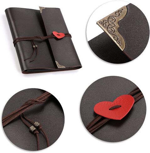 OwnMy DIY Photo Album Scrapbook PU Leather Adventure Photo Book with Corner Stickers Gifted Box - Perfect Baby Memory Book Birthday Wedding Anniversary Christmas Gift (Brown) in Saudi Arabia