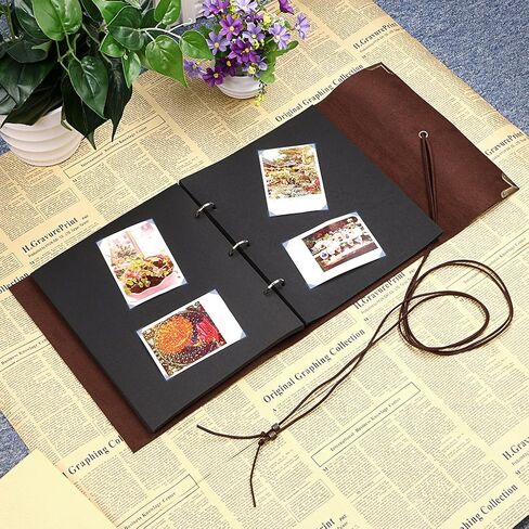 OwnMy DIY Photo Album Scrapbook PU Leather Adventure Photo Book with Corner Stickers Gifted Box - Perfect Baby Memory Book Birthday Wedding Anniversary Christmas Gift (Brown) in Saudi Arabia