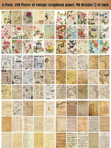 Stiiickraft 180 Pcs Scrapbook Paper Vintage Journaling Scrapbooking Supplies for Junk Journal Bullet Journals Dorm Room Decor Wall Art Collage Album Cottagecore Picture Frames Planner in Saudi Arabia