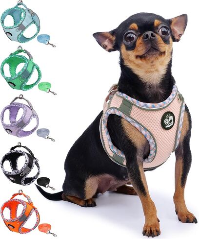 Frienperro Breathable Dog Harness with Leash Set for Small Dog, Dog Harness for Medium Dogs No Pull, Adjustable Reflective Dog Harness, Summer Dog Harnesses for Puppy Small Dogs, Cat Harness Set in Kuwait