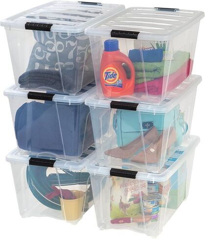 IRIS "Stack & Pull" Stackable Box 53.65QT, Clear, Set of 6 in Kuwait