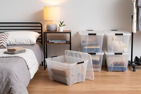 IRIS "Stack & Pull" Stackable Box 53.65QT, Clear, Set of 6 in Kuwait