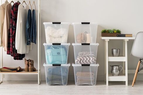 IRIS "Stack & Pull" Stackable Box 53.65QT, Clear, Set of 6 in Kuwait