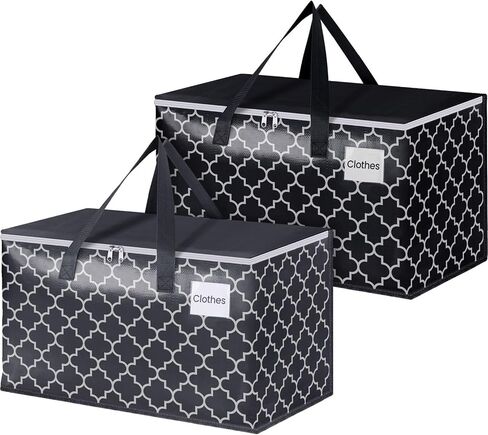 حقائب متحركة كبيرة جدًا من EpicTotes، حقائب تخزين شديدة التحمل مع سحاب علوي ومقابض قوية، مستلزمات متحركة لتوفير المساحة والتعبئة، أكياس تخزين قابلة للطي، أسود ورمادي، 88 لتر، 6 عبوات in Saudi Arabia