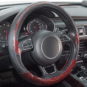 Xizopucy Wood Grain Steering Wheel Cover Black Universal Microfiber Leather, Suitable for 14 1/2-15 inch Comfortable Anti-Slip, Good Breathable and Odorless Car Steering Wheel Cover