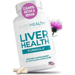 PUREHEALTH RESEARCH مكمل التخلص من السموم وتطهير صحة الكبد للكبد الدهني - مكملات دعم الكبد للنساء والرجال - مزيج مع مستخلص الخرشوف والشوك الحليب والهندباء - 360 كبسولة in Saudi Arabia