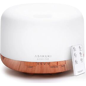 موزع روائح الزيوت العطرية الذكي واي فاي من ASAKUKI، تطبيق وتحكم صوتي متوافق مع Alexa، مرطب للعلاج بالروائح العطرية سعة 500 مل من أجل أجواء مريحة في غرفة نوم المكتب المنزلي