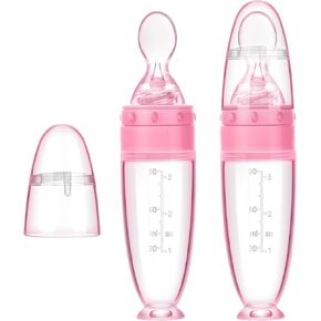 2 Pieces Silicone Baby Spoons Baby Feeding Spoon with Standing Base for Infant 0-24 Months Dispensing and Feeding (Pink) in Kuwait
