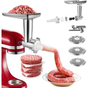 Upgraded Metal Food Meat Grinder Attachment for Kitchenaid Stand Mixer, KitchenAid Meat Grinder Attachments Including Sausage Stuffer & 4 Grinding Blades for Versatile Cooking in Kuwait