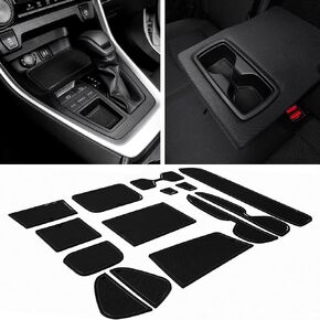 JDMCAR Liner Accessories Compatible with Toyota RAV4 2024 2023 2022-2019 and 2021-2023 RAV4 Prime, Custom Fit Cup Holder, Center Console, and Door Pockets Inserts Kit (Black Trim) - 15 PC Set in Kuwait