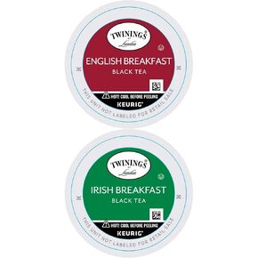 Twinings English Breakfast Black Tea K-Cups for Keurig, 24 Count (Pack of 1) + Irish Breakfast Black Tea K-Cups for Keurig, 24 Count (Pack of 1) in Saudi Arabia