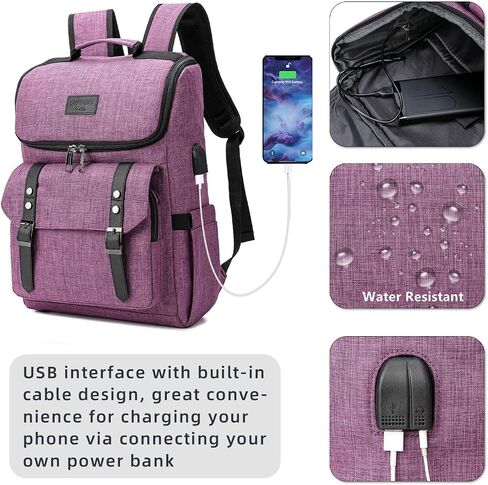 حقيبة ظهر YALUNDISI كلاسيكية للسفر والكمبيوتر المحمول مع منفذ شحن USB للنساء والرجال حقيبة ظهر جامعية تناسب كمبيوتر محمول مقاس 15.6 بوصة باللون الأسود in Kuwait