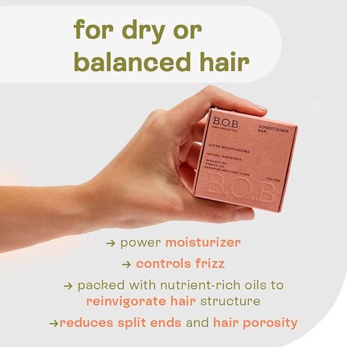 B.O.B BARS OVER BOTTLES Solid Intense Conditioner Bar | For Curly Hair | Two in One May Be Applied as Leave-in| Hair Care, Ideal Ph Balance | Natural, Vegan | Eco-friendly, Sustainable, Plastic Free in Kuwait