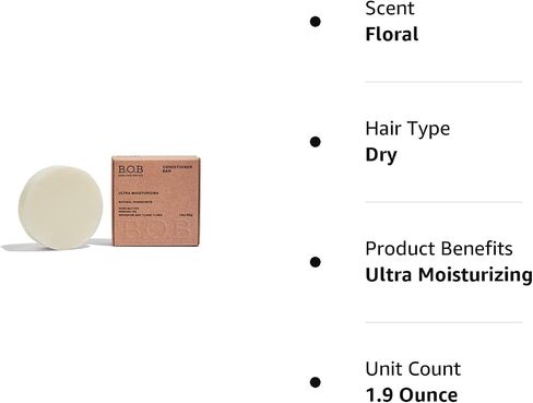 B.O.B BARS OVER BOTTLES Solid Intense Conditioner Bar | For Curly Hair | Two in One May Be Applied as Leave-in| Hair Care, Ideal Ph Balance | Natural, Vegan | Eco-friendly, Sustainable, Plastic Free in Kuwait