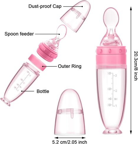 2 Pieces Silicone Baby Spoons Baby Feeding Spoon with Standing Base for Infant 0-24 Months Dispensing and Feeding (Pink) in Saudi Arabia